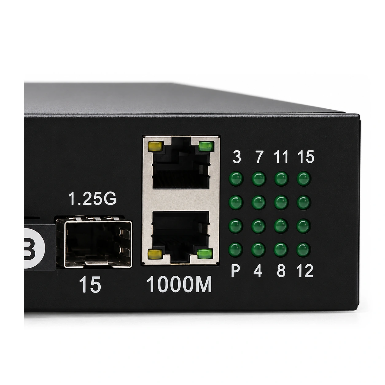 HS-15F2E — Fast Ethernet converter — 15 fiber + 2 copper 3