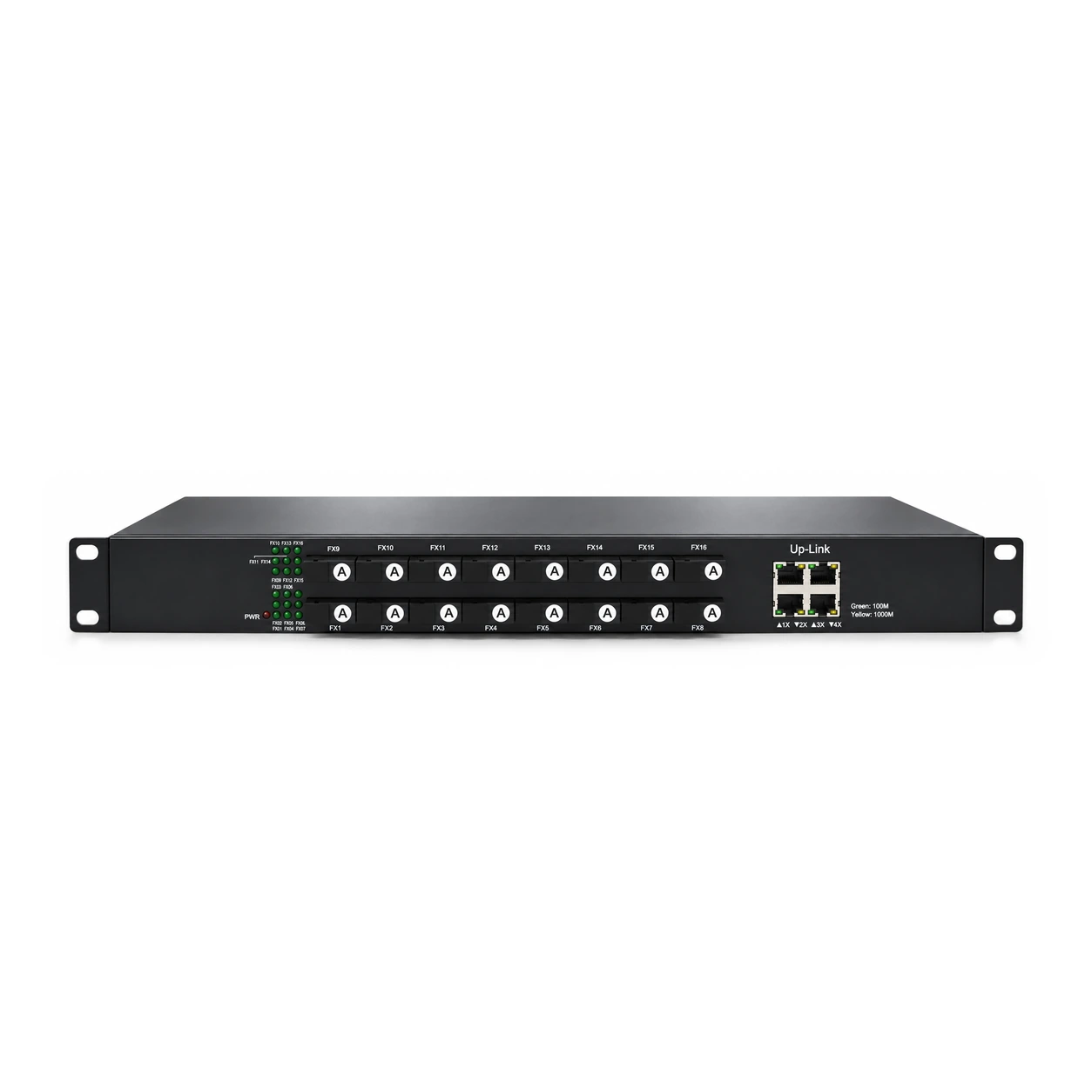 HS-16F4GE — 16 × 100M fiber + 4 × GE uplink rack chassis