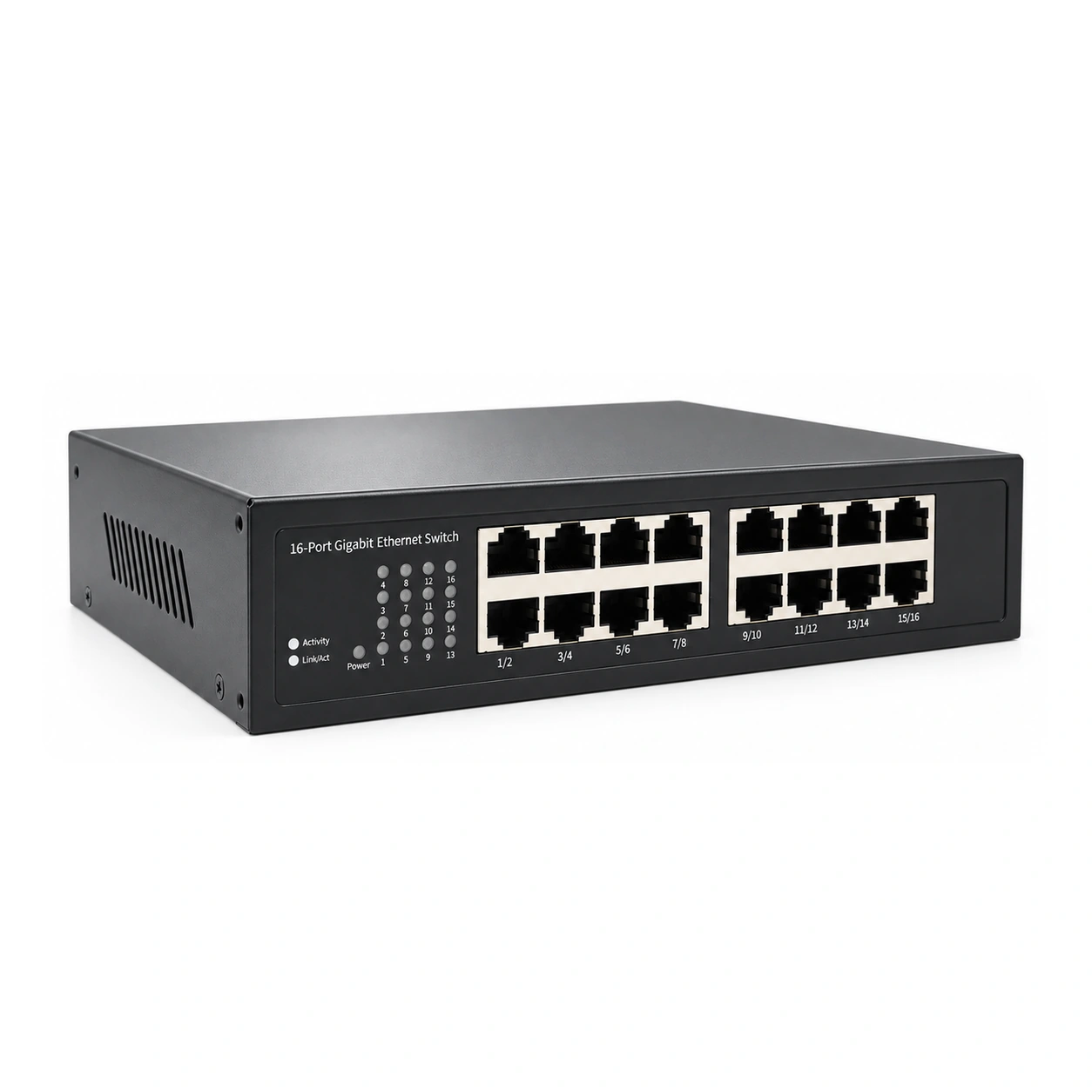 HS-16GE-E — جيجابت محول — 16 fiber · مزود طاقة مدمج اقتصادي