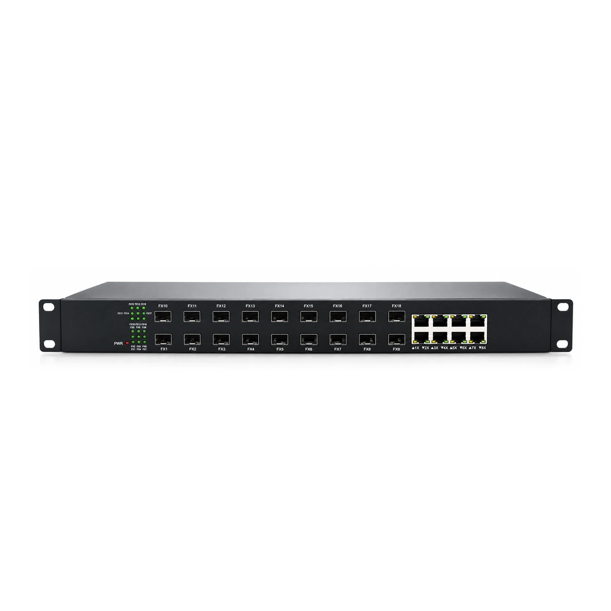 HS-18GF8GE — 18 × GE SFP + 8 × GE RJ45 rack chassis system