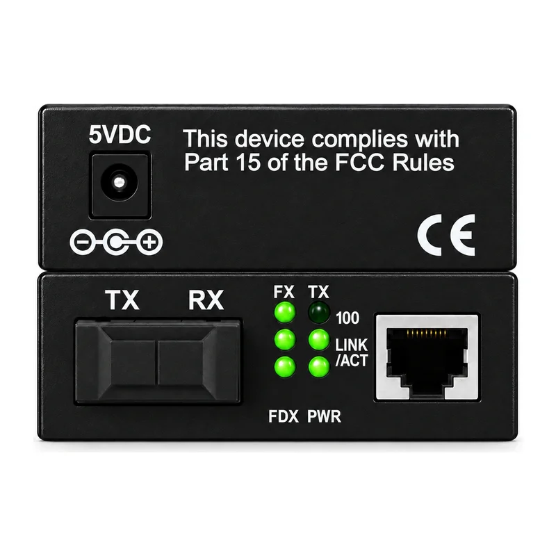 HS-1F1E — Fast Ethernet converter — 1 fiber + 1 copper 2