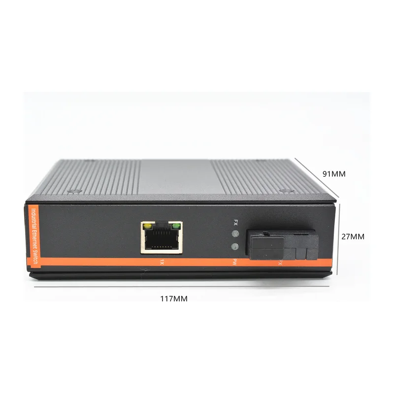 HS-1F1E-I — Industrial Fast Ethernet converter — 1 fiber + 1 copper, -40 ~ 75 °C