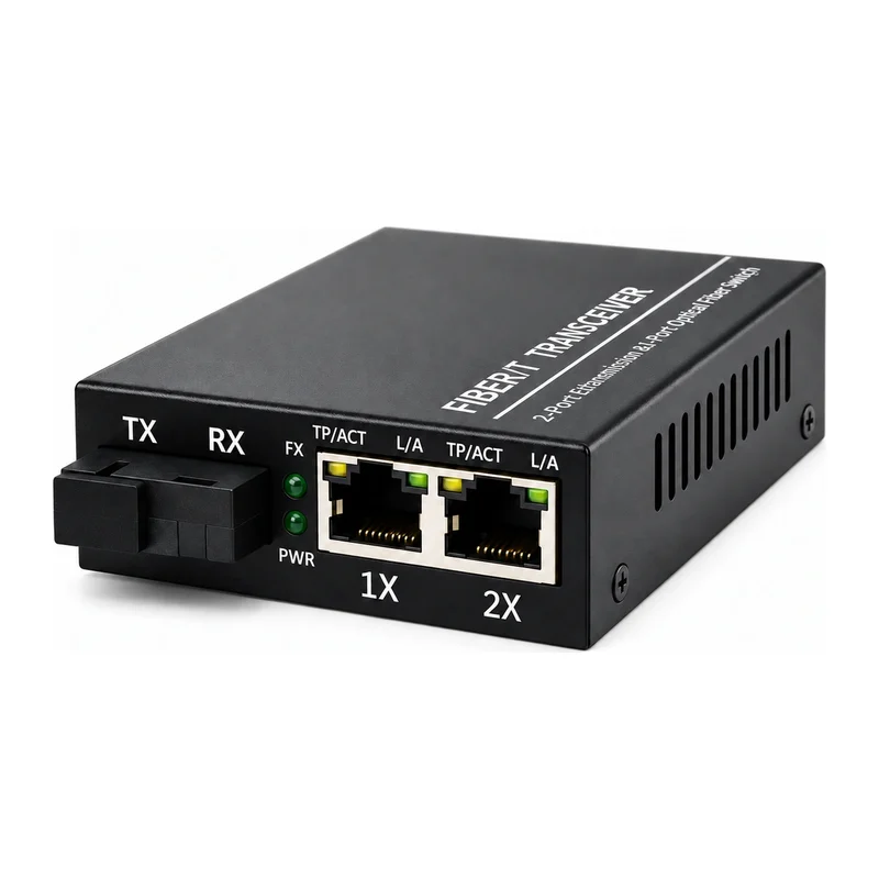 HS-1F2E — Fast Ethernet converter — 1 fiber + 2 copper