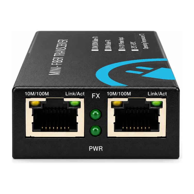 HS-1F2EM — Mini Fast Ethernet converter — 1 fiber + 2 copper 2