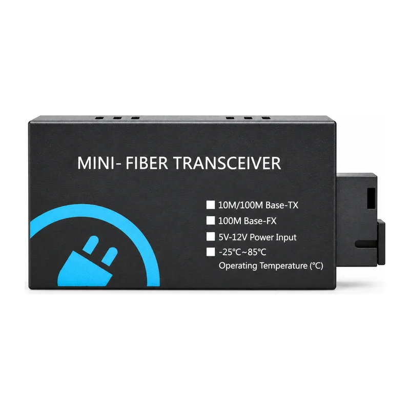 HS-1F2EM — Mini Fast Ethernet converter — 1 fiber + 2 copper 4
