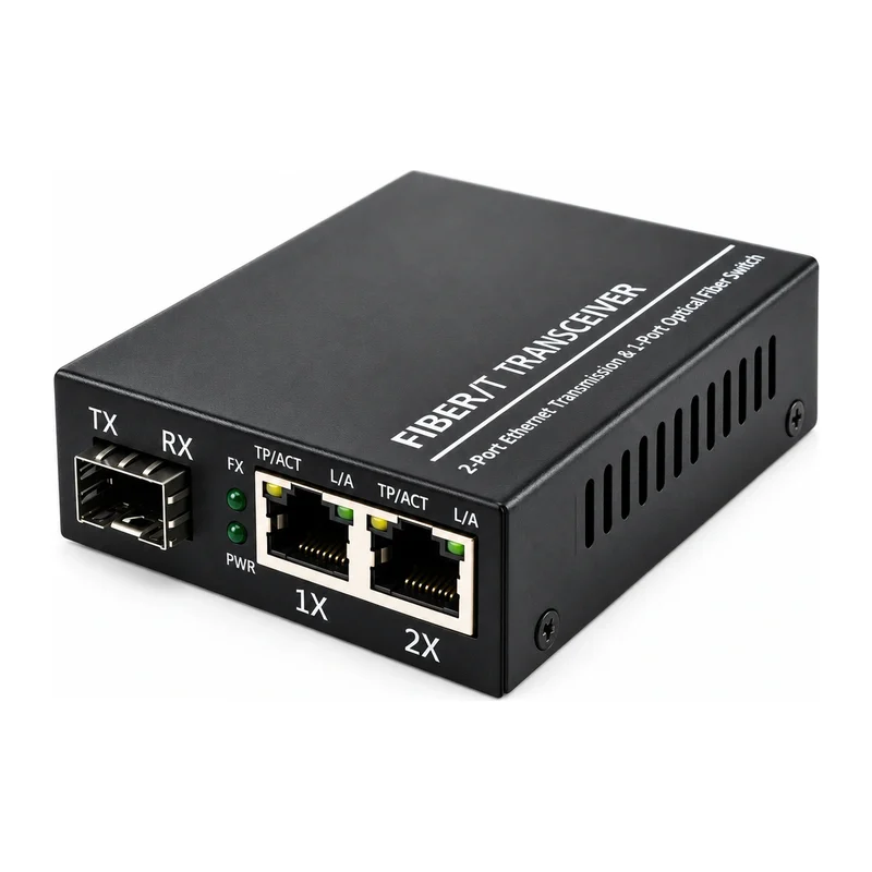 HS-1F2E-S — Fast Ethernet converter — 1 fiber + 2 copper · SFP slot version