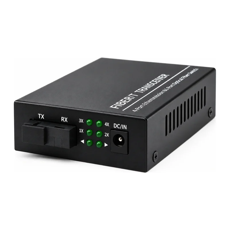 HS-1F4E — Fast Ethernet converter — 1 fiber + 4 copper