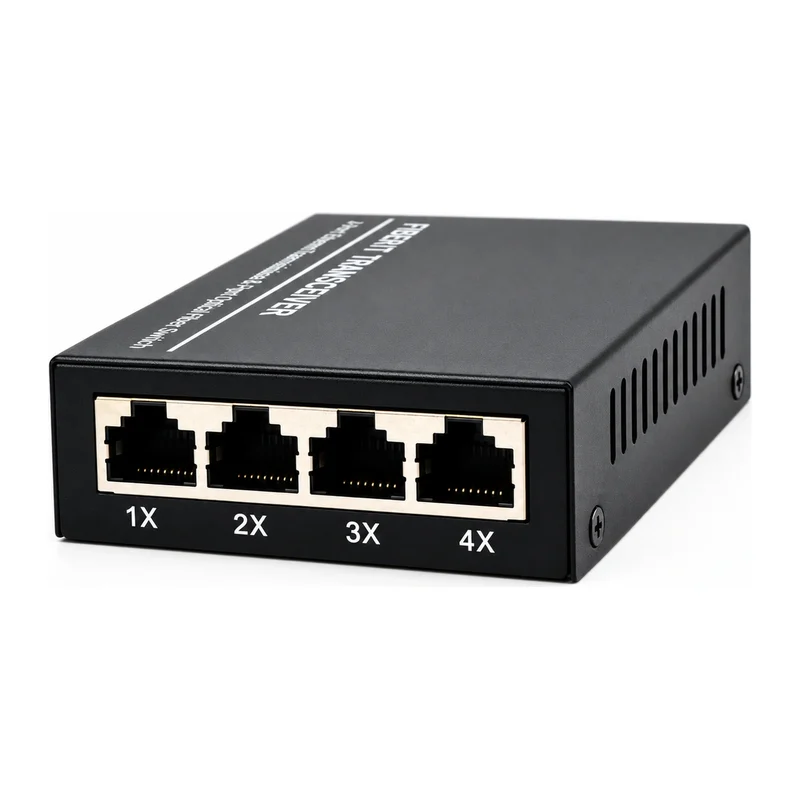 HS-1F4E — Fast Ethernet converter — 1 fiber + 4 copper 3