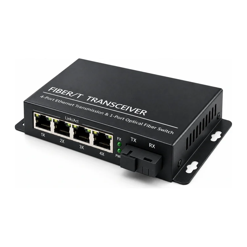 HS-1F4E-D — Fast Ethernet converter — 1 fiber + 4 copper, full-size body