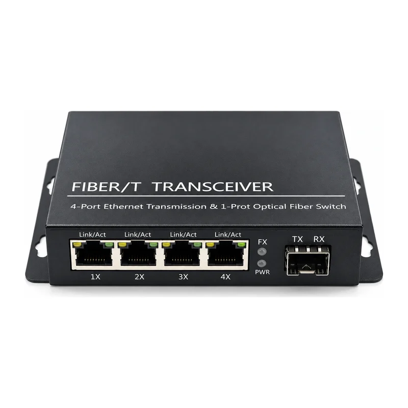 HS-1F4E-S — Fast Ethernet converter — 1 fiber + 4 copper · SFP slot version 2