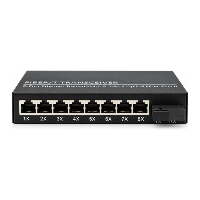HS-1F8E — Fast Ethernet converter — 1 fiber + 8 copper
