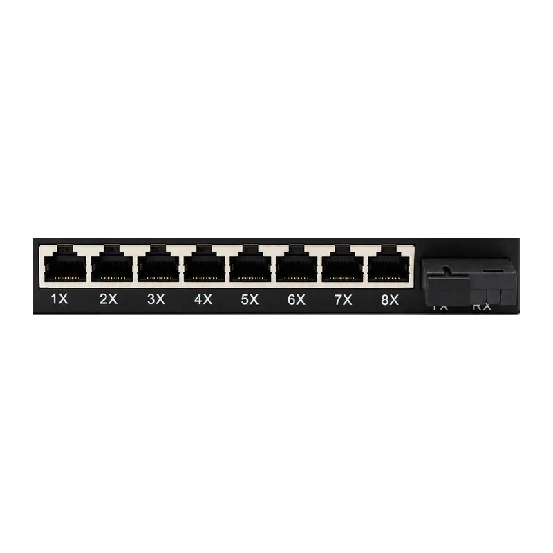 HS-1F8E — Fast Ethernet converter — 1 fiber + 8 copper 3