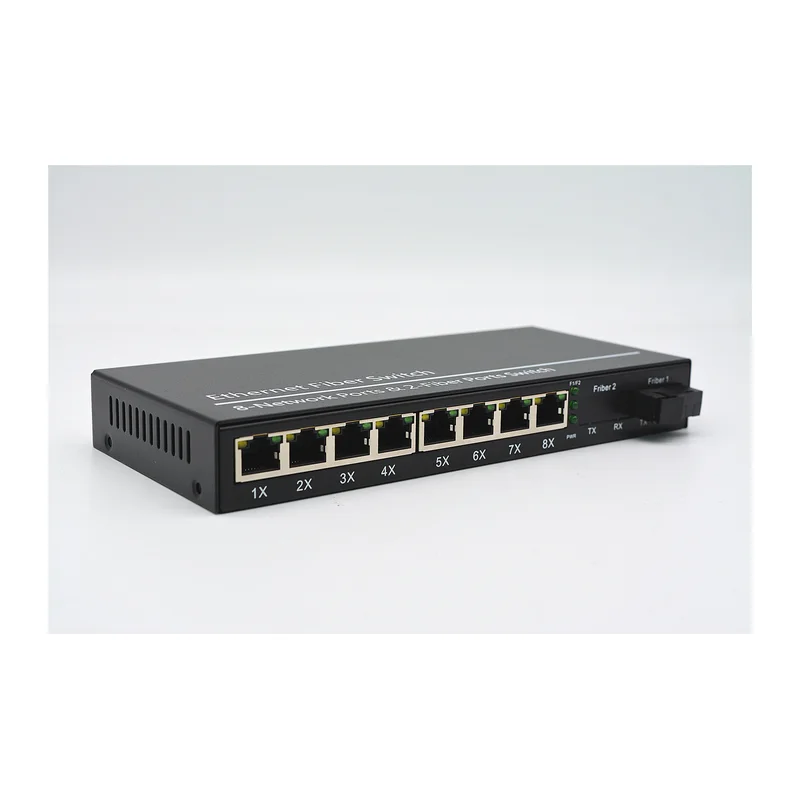 HS-1F8EP — Fast Ethernet PoE converter — 1 fiber + 8 PoE copper