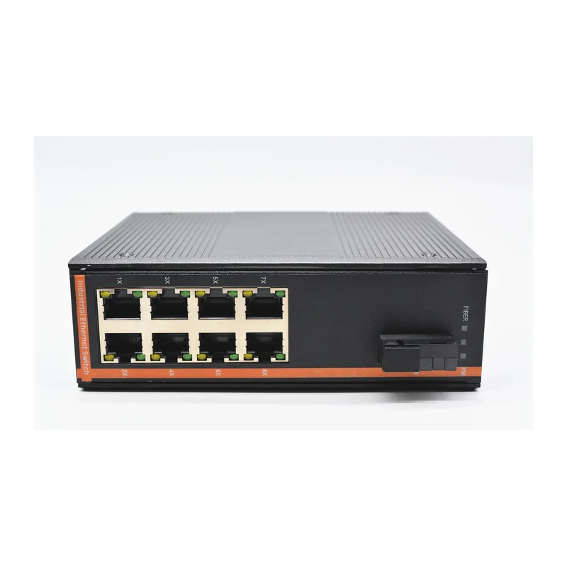 HS-1F8EP-I — Industrial Fast Ethernet PoE converter — 1 fiber + 8 PoE copper, -40 ~ 75 °C