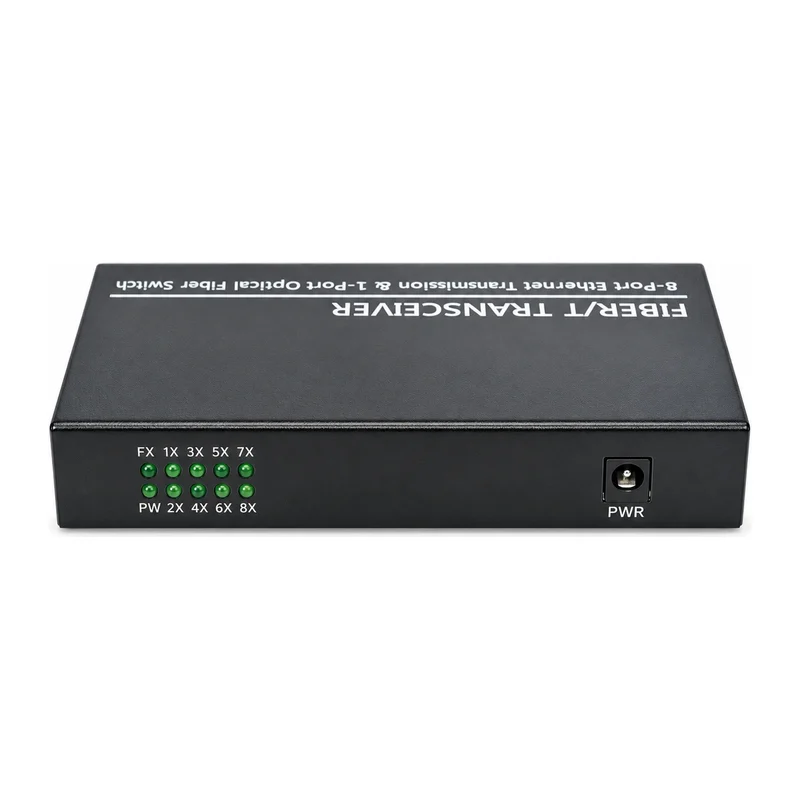HS-1F8E-S — Fast Ethernet converter — 1 fiber + 8 copper · SFP slot version 3