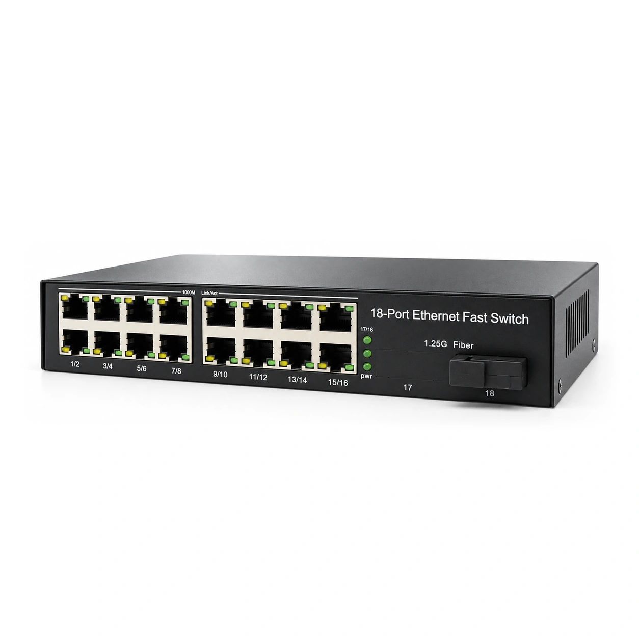 HS-1G16E — Gigabit converter — 1 fiber + 16 copper