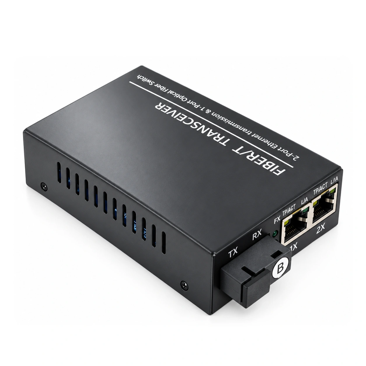 HS-1G2E — Gigabit converter — 1 fiber + 2 copper 3