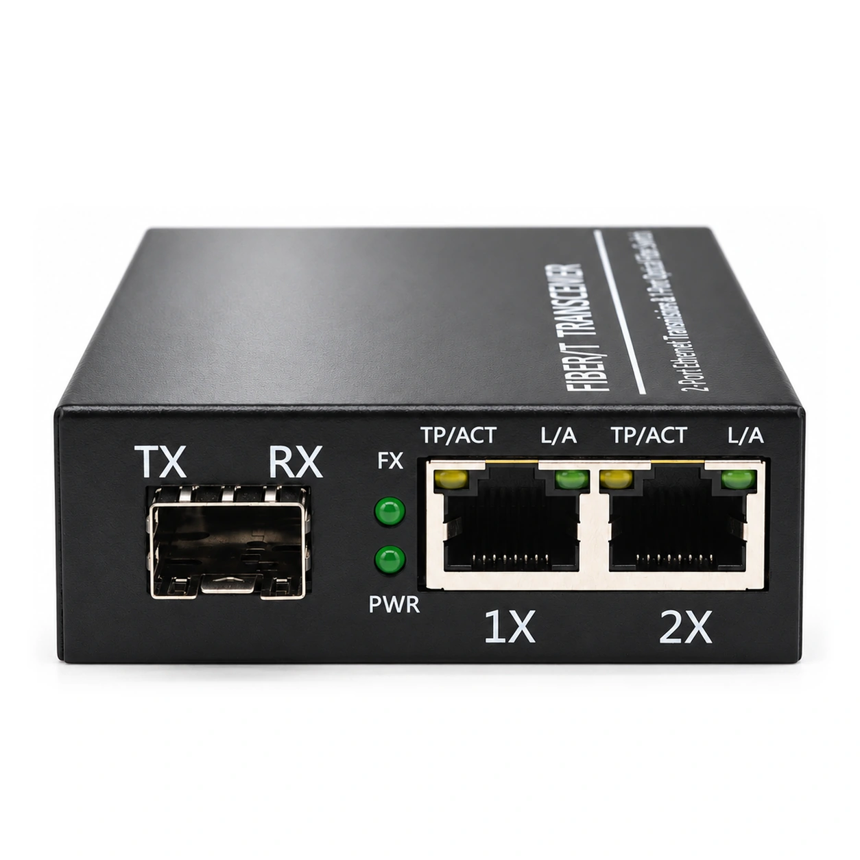 HS-1G2E-F — Gigabit converter — 1 fiber + 2 copper · SFP slot version 2