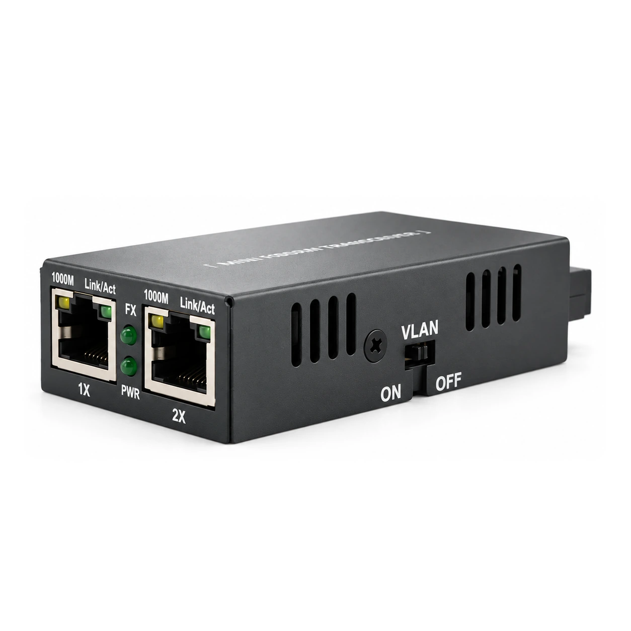 HS-1G2EM — Mini gigabit converter — 1 fiber + 2 copper