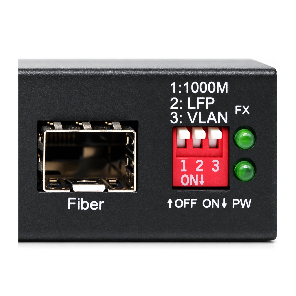 HS-1G4E-V — Gigabit converter — 1 fiber + 4 copper · VLAN isolation 6