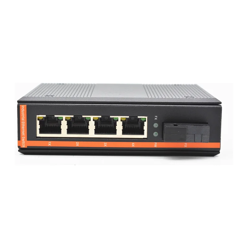 HS-1G4EP-I — Industrial gigabit PoE converter — 1 fiber + 4 PoE copper, -40 ~ 75 °C