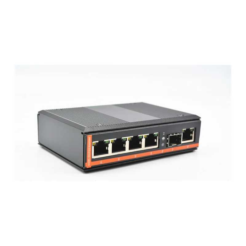 HS-1G5E-FI — Industrial gigabit converter — 1 fiber + 5 copper, -40 ~ 75 °C