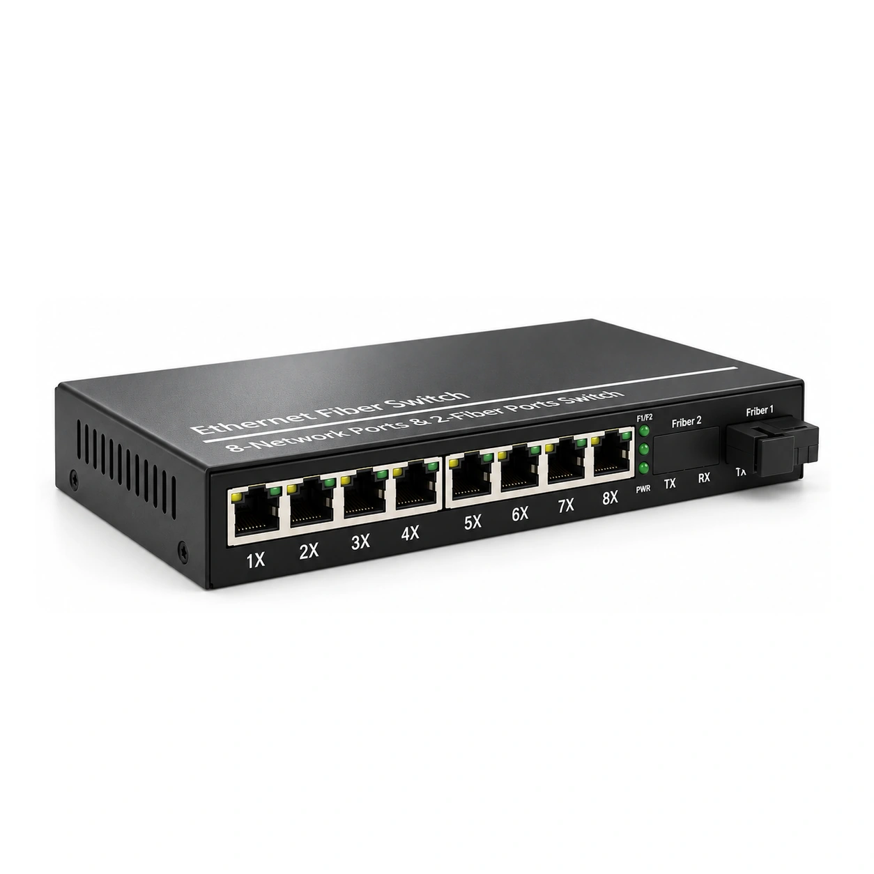HS-1G8E — Gigabit converter — 1 fiber + 8 copper