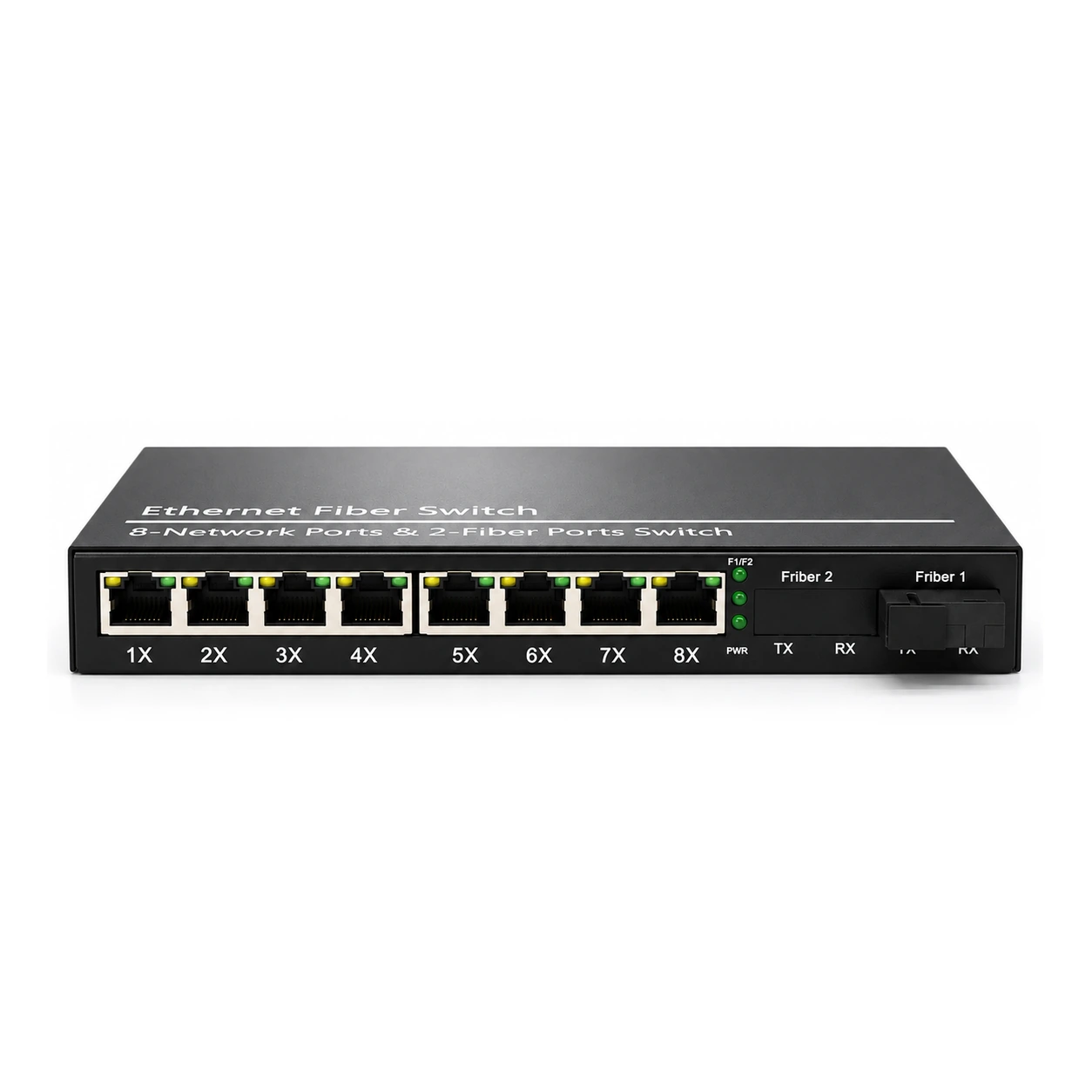 HS-1G8E — Gigabit converter — 1 fiber + 8 copper 2