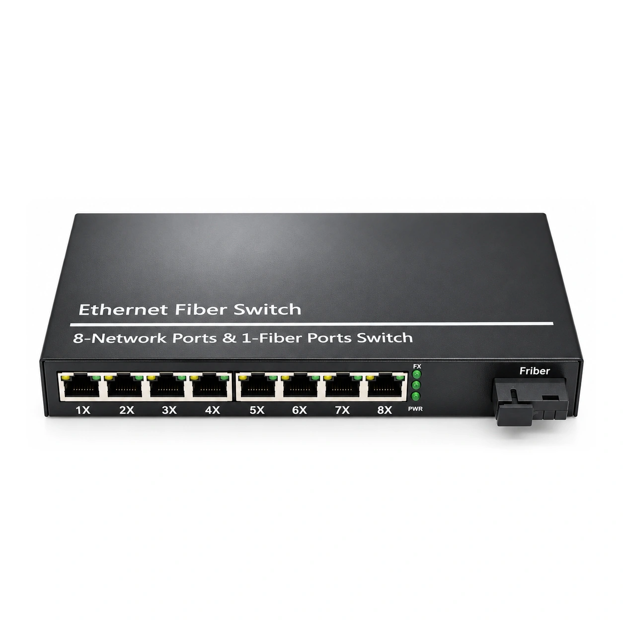 HS-1G8E — Gigabit converter — 1 fiber + 8 copper 4