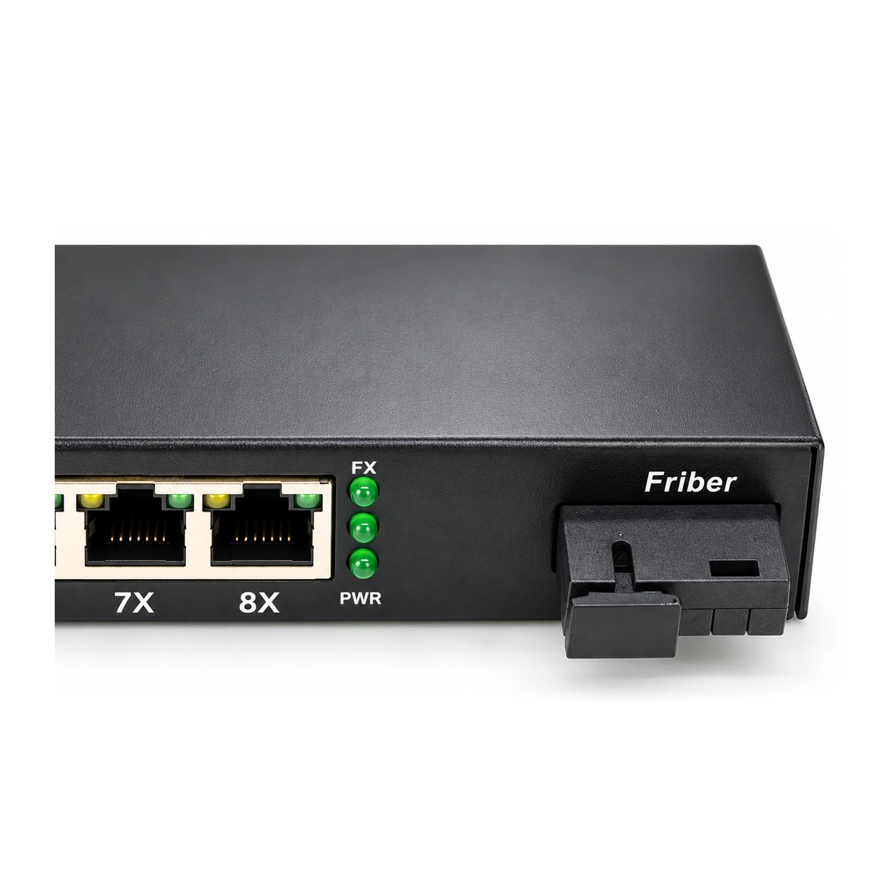 HS-1G8E — Gigabit converter — 1 fiber + 8 copper 6