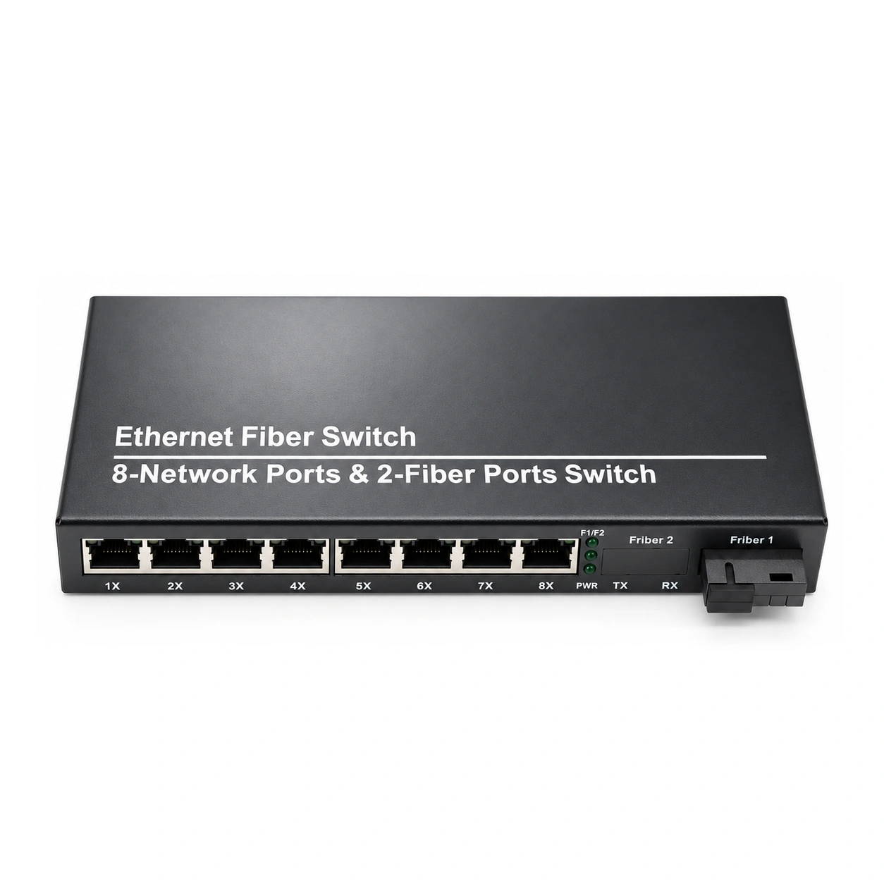 HS-1G8FE — Gigabit-to-Fast-Ethernet converter — 1 GE fiber + 8 FE copper