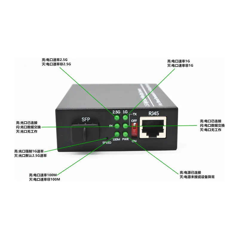 HS-1M1E-F — 2.5G converter — 1 fiber + 1 copper