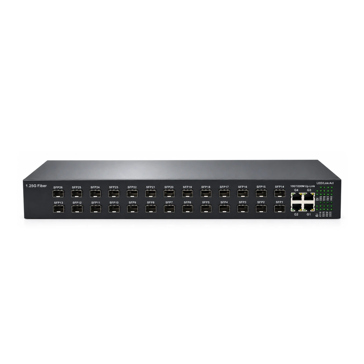 HS-26G4E — 26-port GE SFP fiber switch — rack chassis
