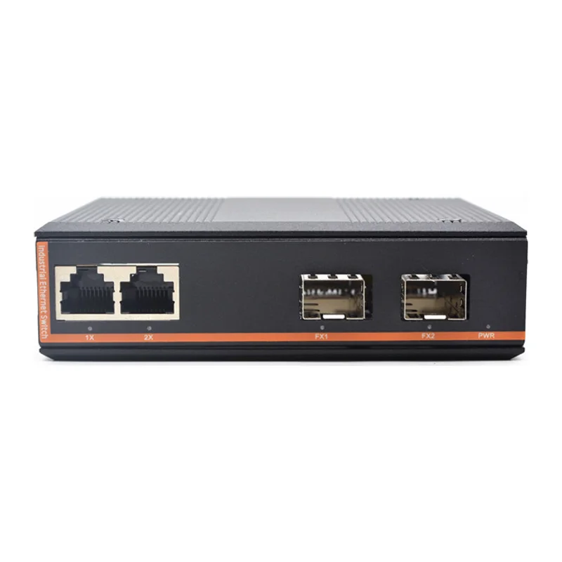 HS-2F2E-FI — Industrial Fast Ethernet converter — 2 fiber + 2 copper, -40 ~ 75 °C · SFP slot version