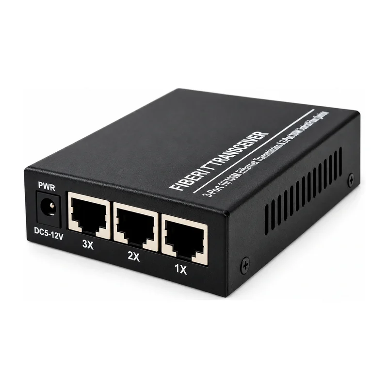 HS-2F3EM — Mini Fast Ethernet converter — 2 fiber + 3 copper 2