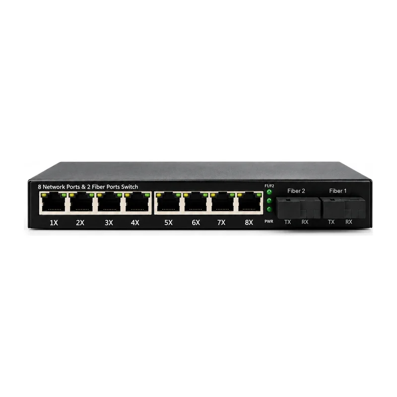 HS-2F8E — Fast Ethernet converter — 2 fiber + 8 copper