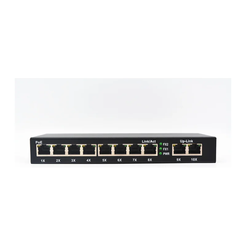 HS-2G10EP — Gigabit PoE converter — 2 fiber + 10 PoE copper