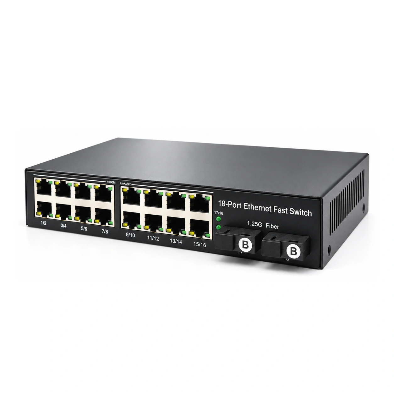 HS-2G16E — Gigabit converter — 2 fiber + 16 copper