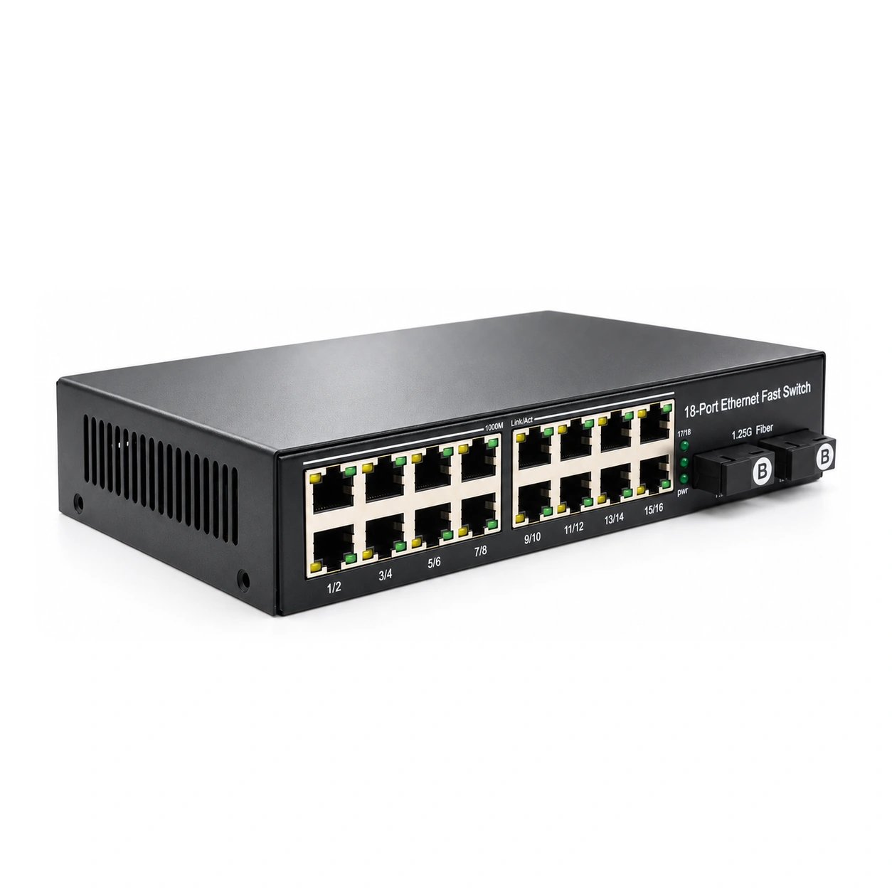 HS-2G16E — Gigabit converter — 2 fiber + 16 copper 3