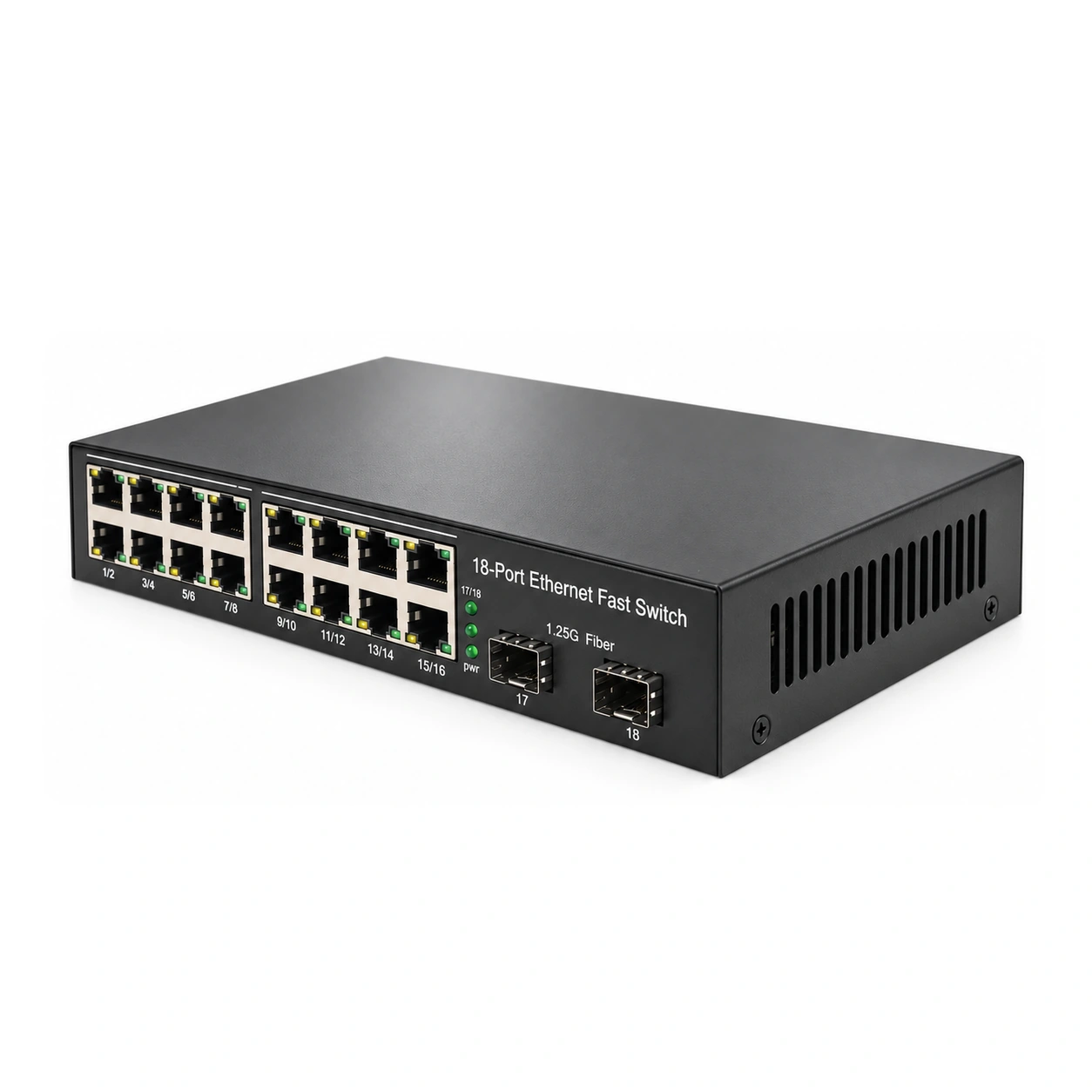 HS-2G16E-F — Gigabit converter — 2 fiber + 16 copper · SFP slot version