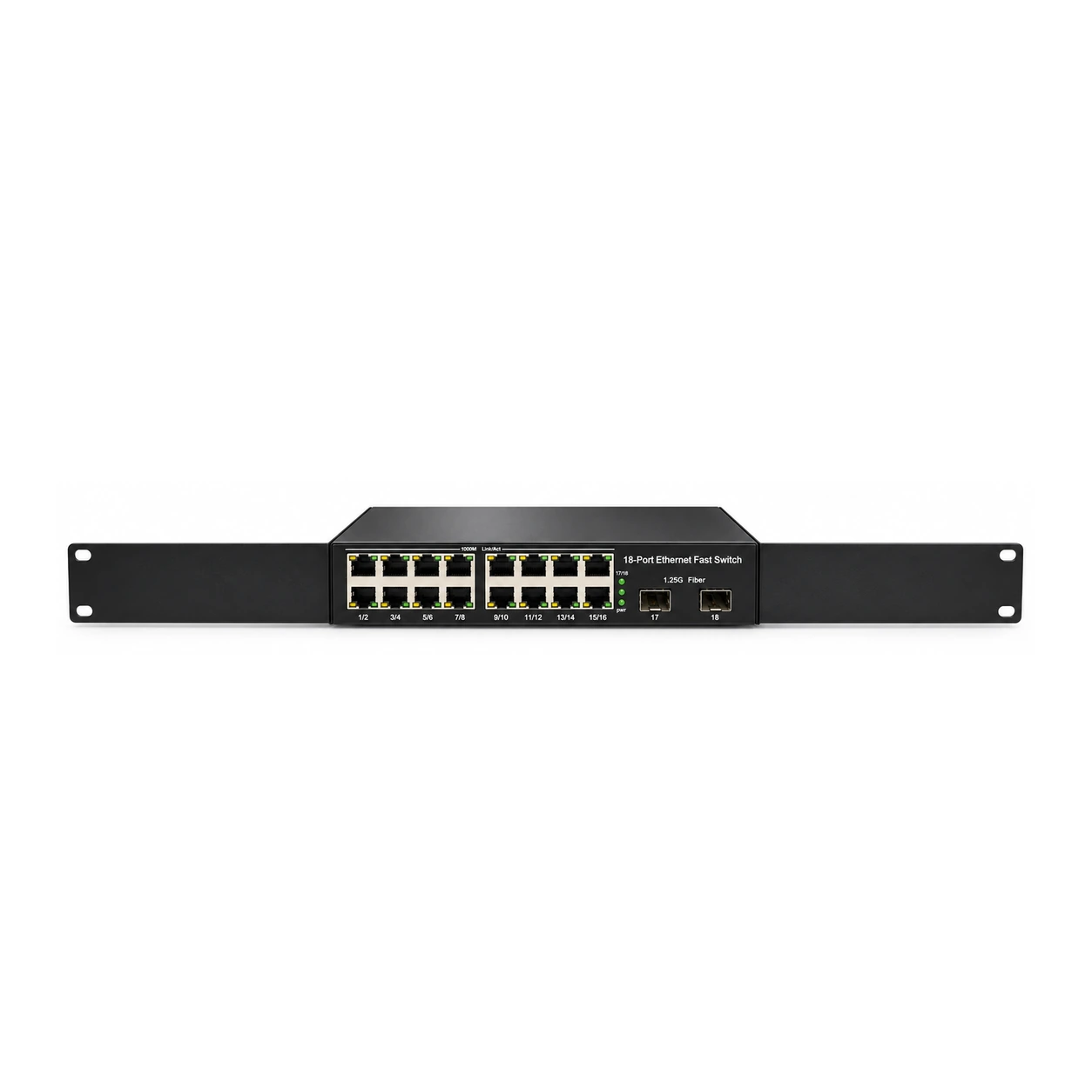 HS-2G16E-F — Gigabit converter — 2 fiber + 16 copper · SFP slot version 4