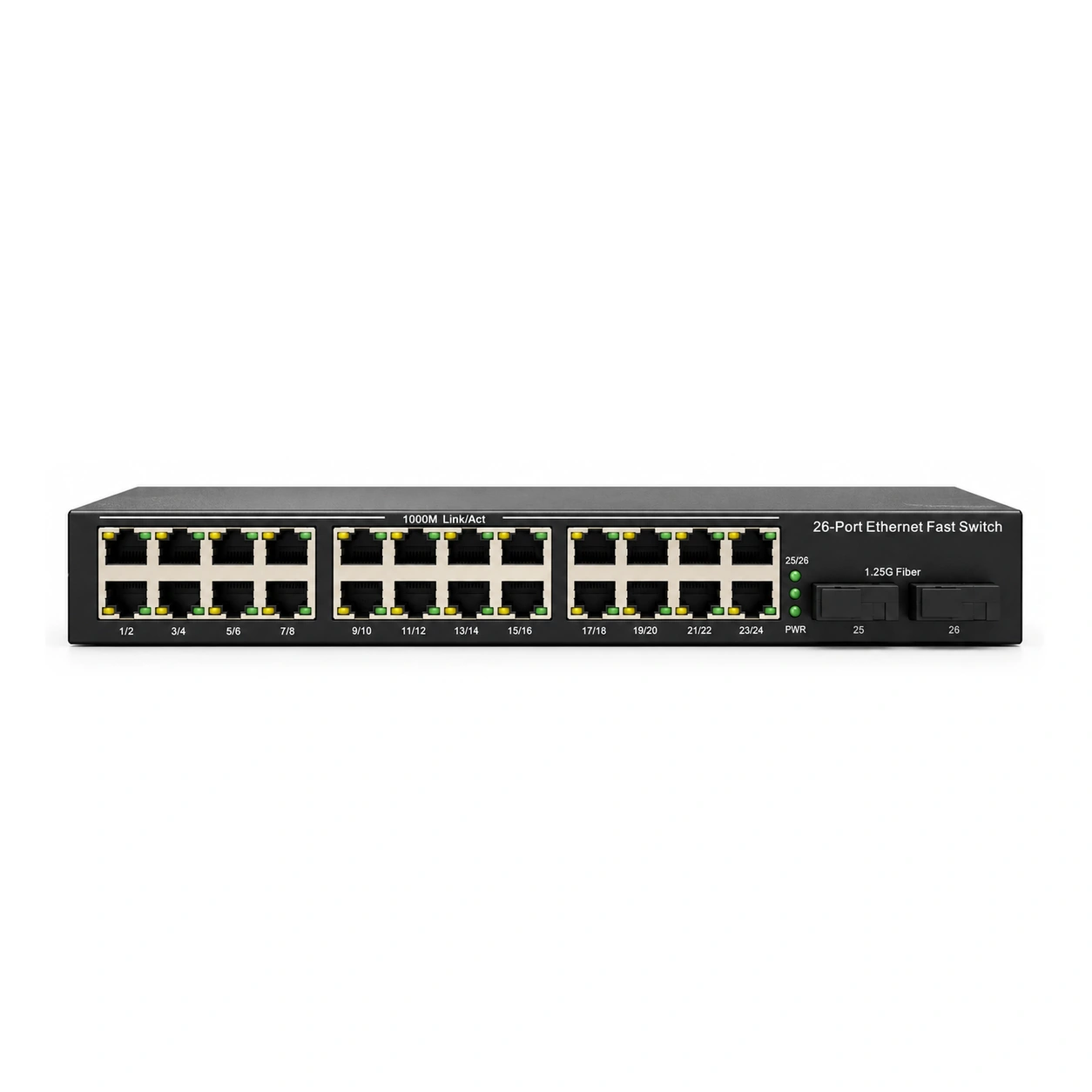 HS-2G24E — Gigabit converter — 2 fiber + 24 copper