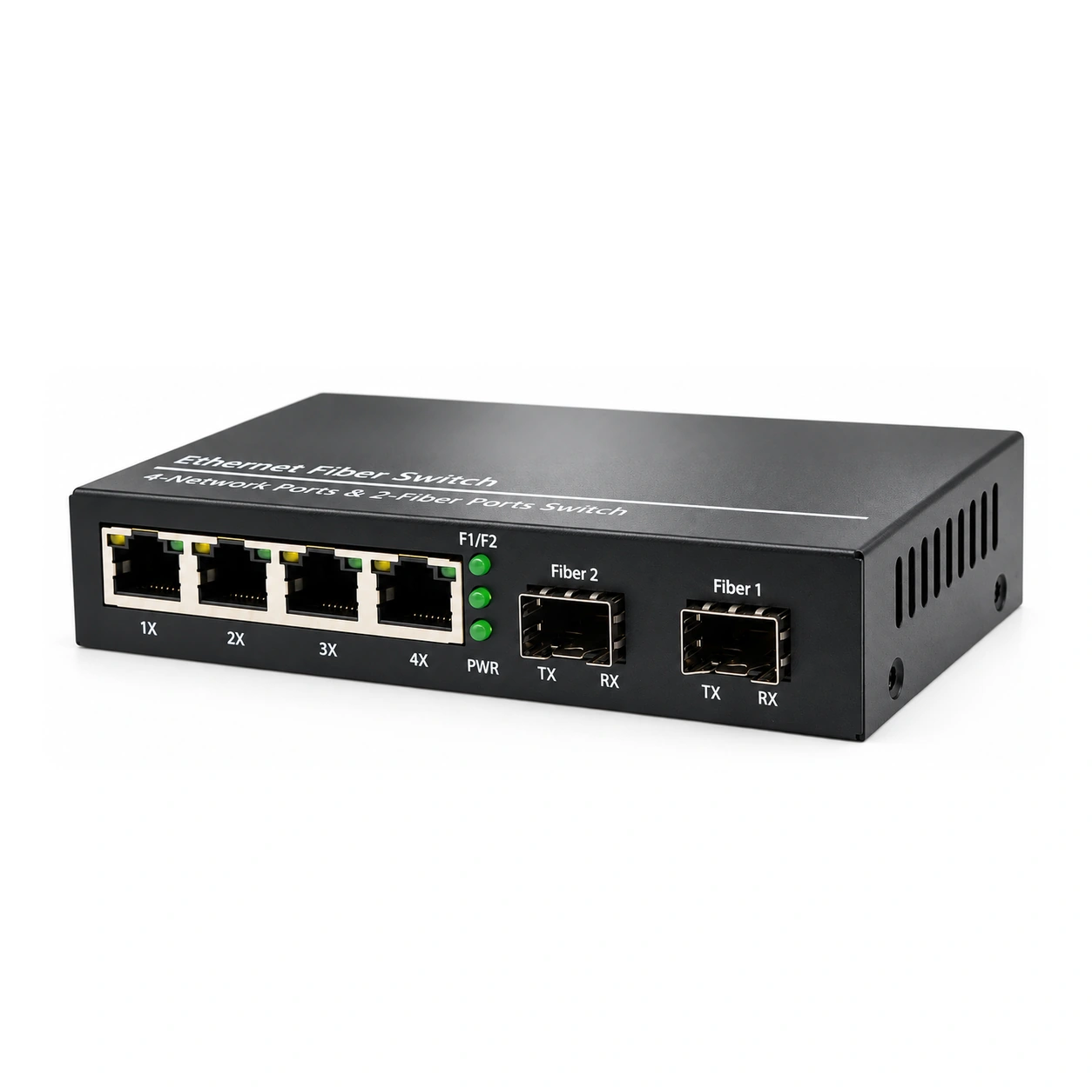 HS-2G4E-F — Gigabit converter — 2 fiber + 4 copper · SFP slot version
