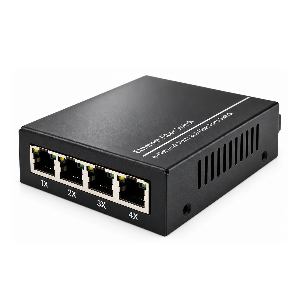 HS-2G4EM — Mini gigabit converter — 2 fiber + 4 copper