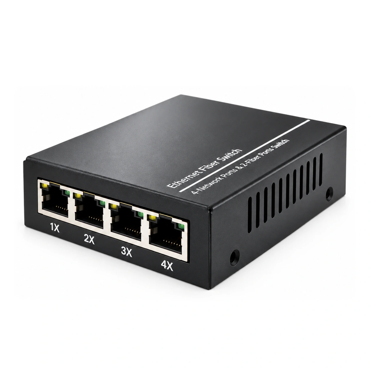 HS-2G4EM-F — Mini gigabit converter — 2 fiber + 4 copper · SFP slot version
