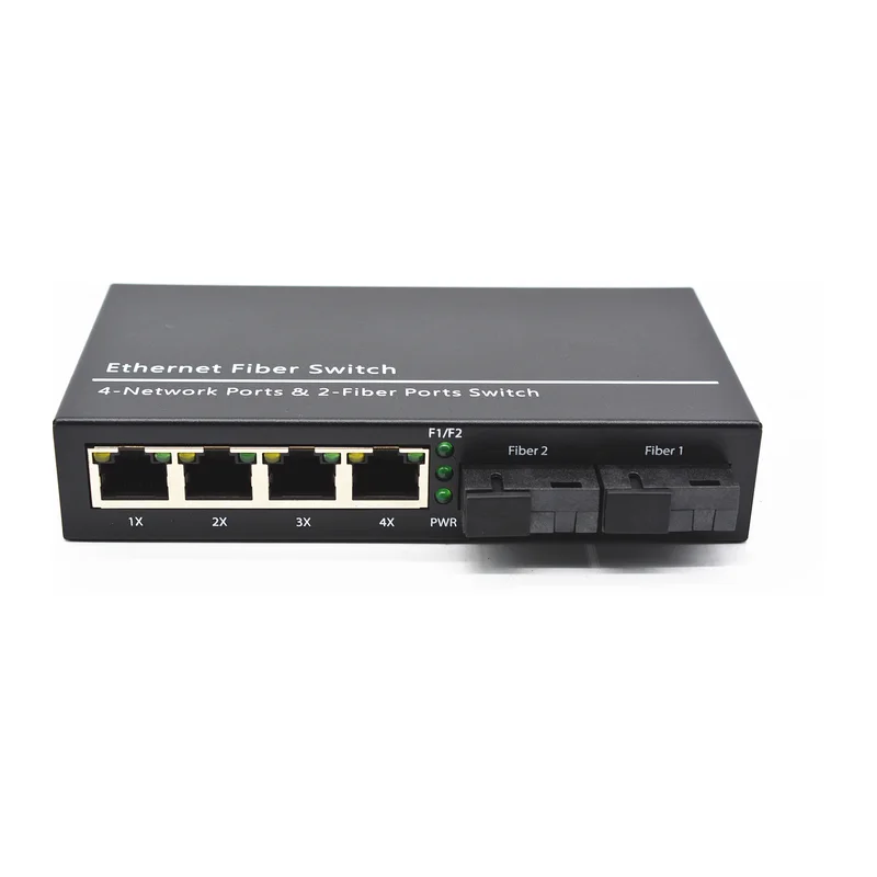 HS-2G4EP — Gigabit PoE converter — 2 fiber + 4 PoE copper