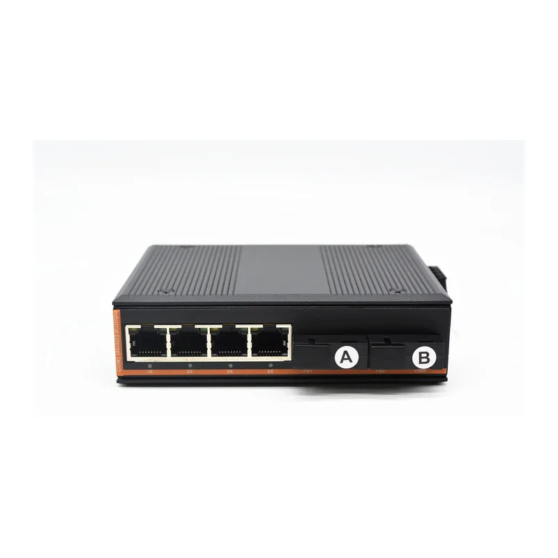 HS-2G4EP-I — Industrial gigabit PoE converter — 2 fiber + 4 PoE copper, -40 ~ 75 °C