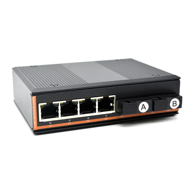 HS-2G4EP-I2 — Industrial gigabit PoE converter — 2 fiber + 4 PoE, dual-source, -40 ~ 75 °C