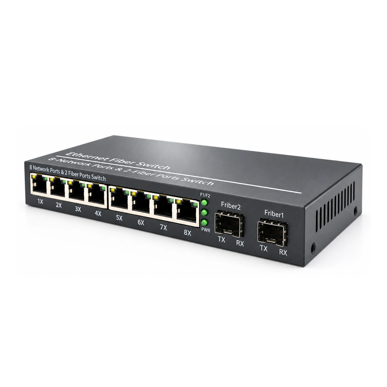 HS-2G8E-F — Gigabit converter — 2 fiber + 8 copper · SFP slot version