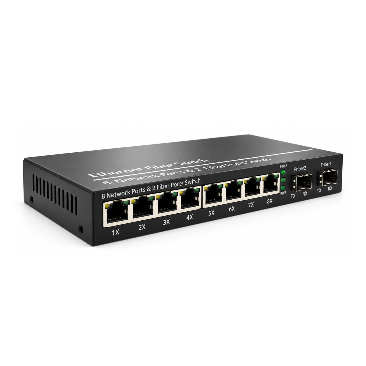 HS-2G8E-F — Gigabit converter — 2 fiber + 8 copper · SFP slot version 2